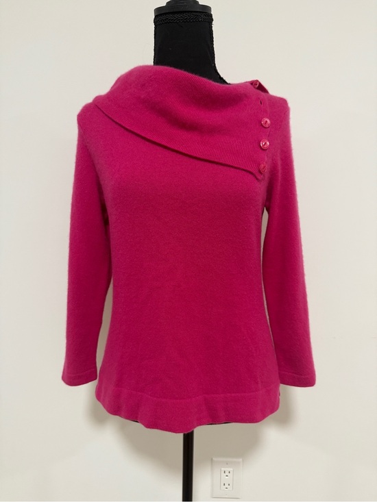 Jones New York Sweaters - Jones New York 100% Cashmere Cowl Neck Top S/M Fuchsia Hot Pink 2-Way Sweater